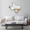 Custom mirror with 'Texas Home' etched at the top.