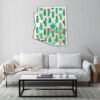 Custom mirror with watercolor cacti design