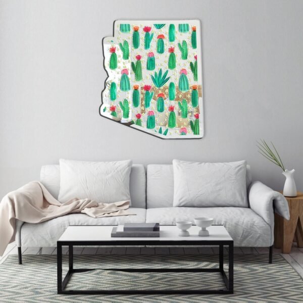 Custom mirror with watercolor cacti design