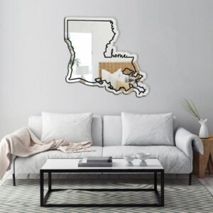 Mirror with 'Louisiana Home' text and state outline.