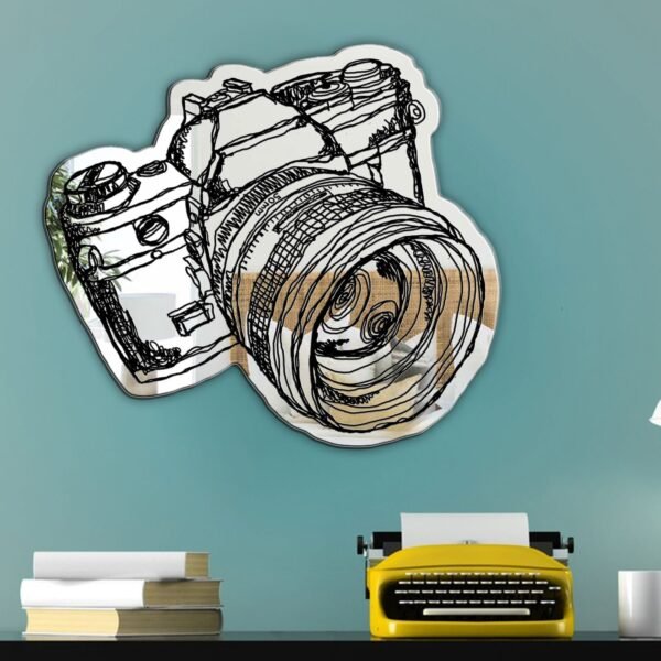Retro-style mirror designed as an old 35mm SLR camera.