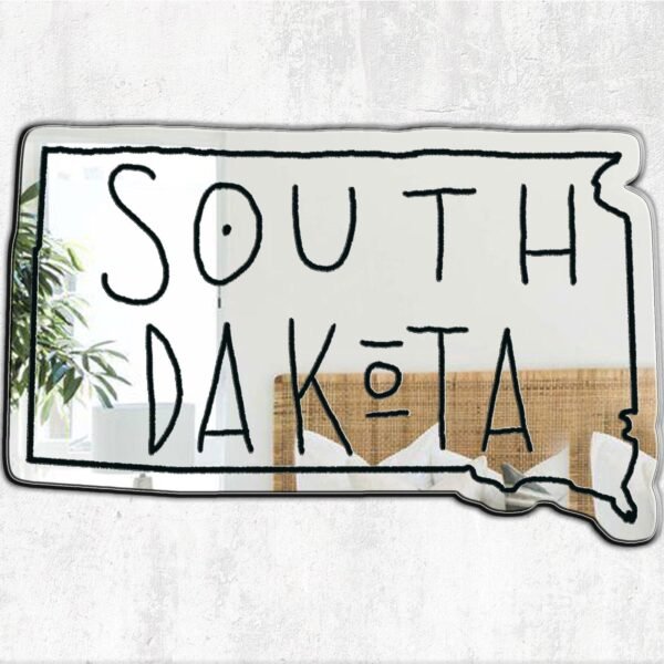 White mirror featuring 'South Dakota' text.