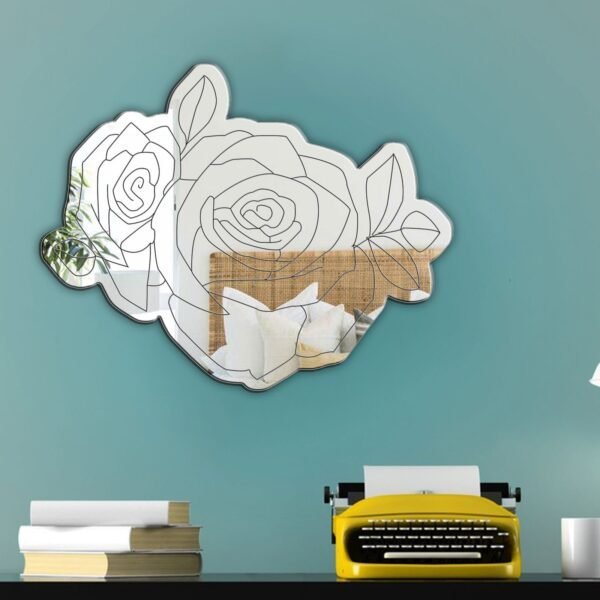 Halsey's floral mirror with rose tattoo artwork.