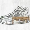 Jordan 4 sneaker reflected in a stylish mirror.