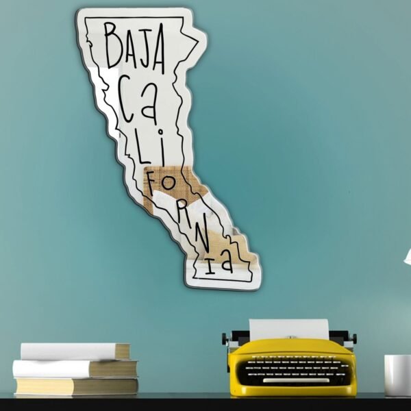 Decorative mirror featuring Baja California-themed text.