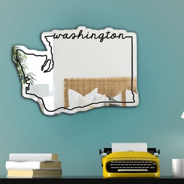 Decorative mirror etched with Washington State scenery.