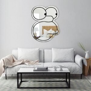 Homer Simpson shaped mirror with reflective surface.