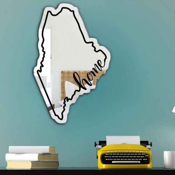 Decorative mirror cut in the outline of Maine.