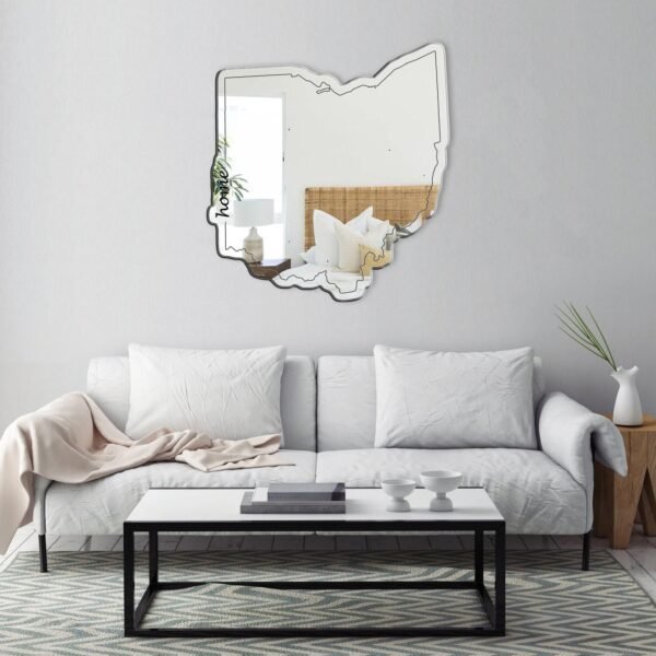 Decorative mirror with 'Ohio Is My Home' text.