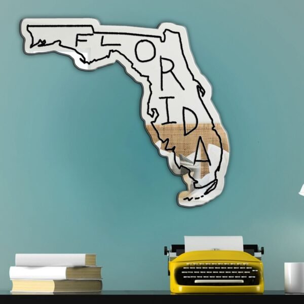 Mirror with irregular white border and "Florida" script.
