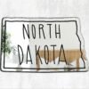 Text 'North Dakota' on a white