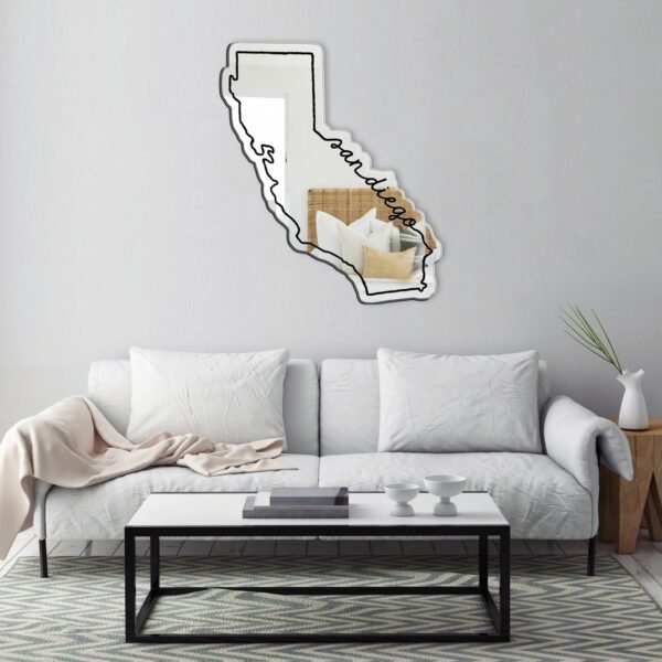 Unique mirror shaped like San Diego's outline