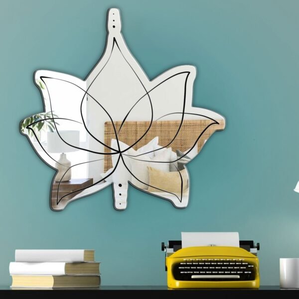 Lotus-inspired irregular shaped minimal mirror.