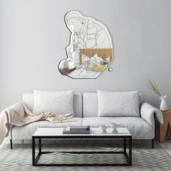 Irregular mirror with a unique Pete Davidson-inspired design.