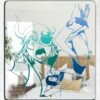 Irregular-shaped mirror featuring colorful artwork of Bleach's Starrk and Lilynette.