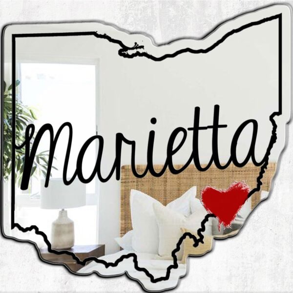 Elegant Marietta mirror framed in a heart shape.