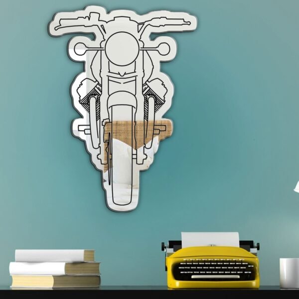 Vintage black mirror featuring 1970s Moto Guzzi 850-T design.