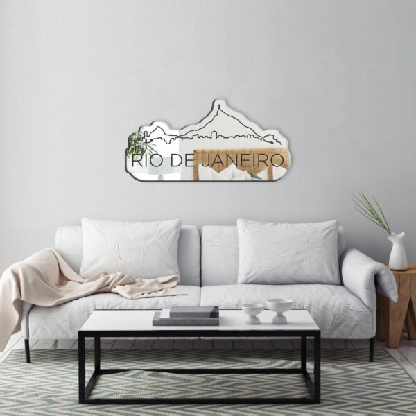 Decorative mirror featuring a vibrant Rio de Janeiro cityscape design.