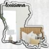 Decorative mirror in the shape of Louisiana.