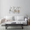 Art supplies and mirror with inscribed frame.