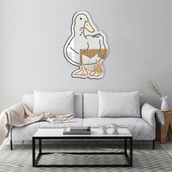 Elegant mirror with a duck silhouette frame.