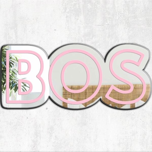 Rose pink BOS airport mirror