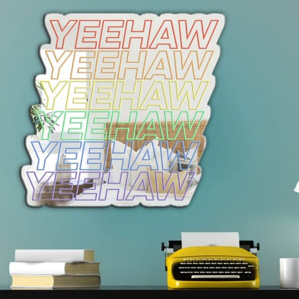 Gay pride cowboy mirror featuring vibrant designs.