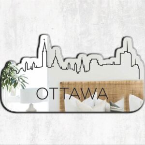 Decorative mirror featuring Ottawa cityscape outline.