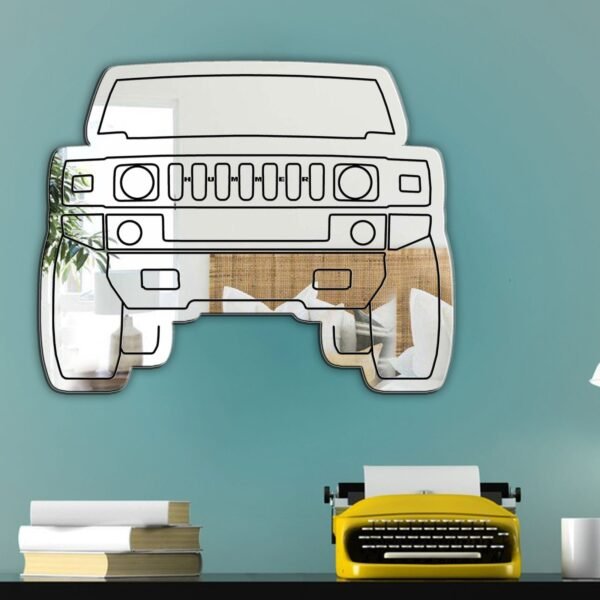 Mirror featuring a black Hummer H2 SUV home decor design.