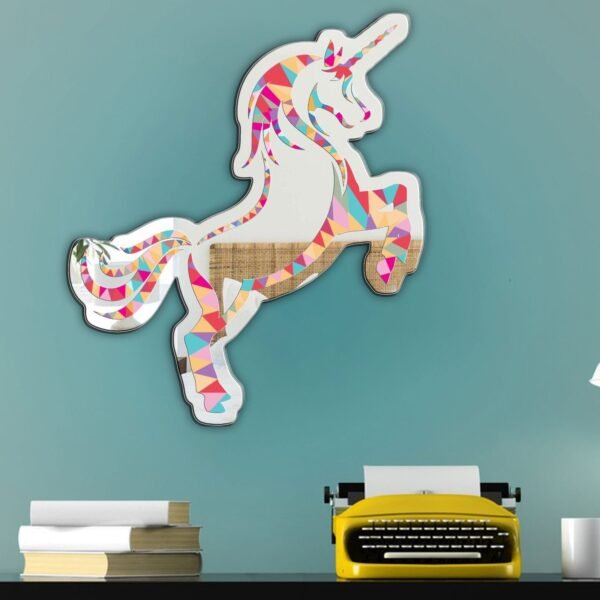 Geometric unicorn-shaped decorative mirror.
