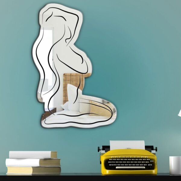 Vera mirror featuring minimalist woman's face sketch.
