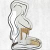 Abstract line art of a woman's face on the Vera mirror.