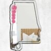 Alabama Frameless Pink Mirror showcasing a soft pink color with the outline of Alabama state.