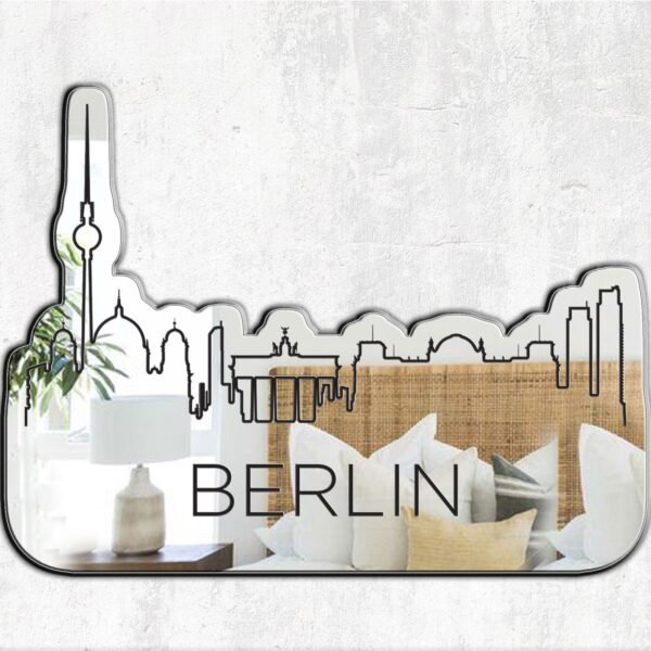 Berlin city Frameless Mirror featuring an artistic skyline of Berlin.