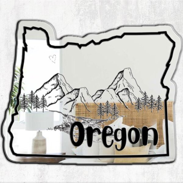 Wall-mounted Oregon Mirror in a sleek rectangular shape.