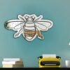 Adhesive mirror in the shape of a bee, featuring a sleek reflective design with detailed wings and body.