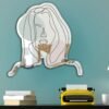 Minimalist female face wall-mounted mirror with modern line art design.