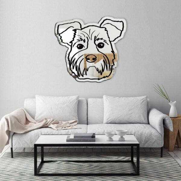 Wall-mounted mirror featuring a Yorkie dog design, emphasizing its fluffy coat and cute face.