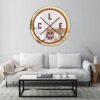 Wall-mounted mirror featuring a bold "CLE" design with classic Cleveland basketball-inspired typography and colors.