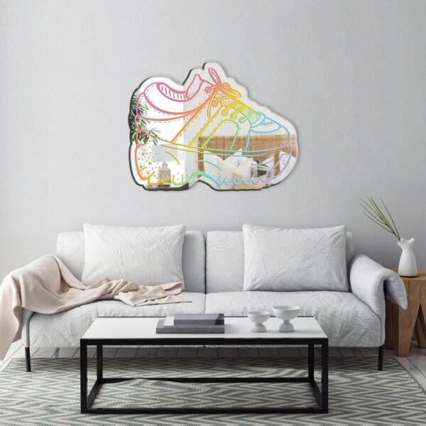 Rainbow Platform Sneaker Athletic Shoe Spice Girls 90s Y2K style illustrated on a mirror.