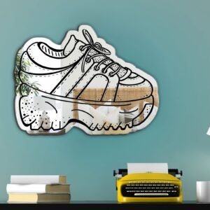 A black and white artistic illustration of a Platform Sneaker, reflecting the iconic 90s and Y2K athletic shoe style associated with the Spice Girls.