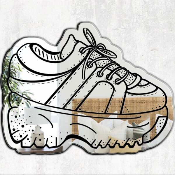 A black and white artistic depiction of a Platform Sneaker, representing the iconic athletic shoe style of the 90s and Y2K era, popularized by groups like the Spice Girls.