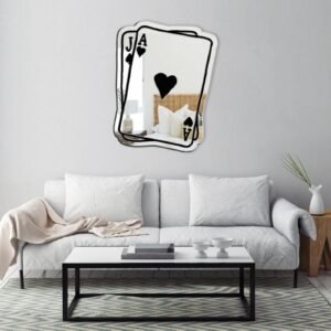 Mirror with a playing cards design, showcasing an intricate arrangement of cards.