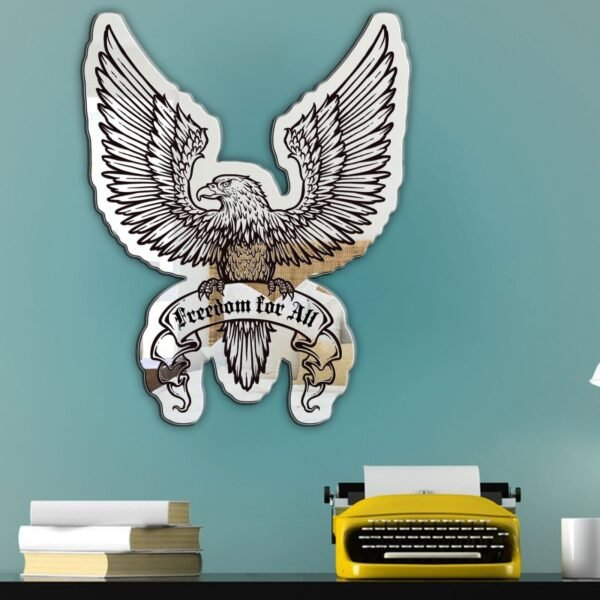 Eagle Freedom for All Black custom-painted mirror featuring a bold eagle design with the phrase "Freedom for All."
