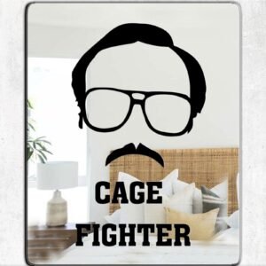 Custom-painted mirror featuring Kip from Napoleon Dynamite in his cage fighter attire.