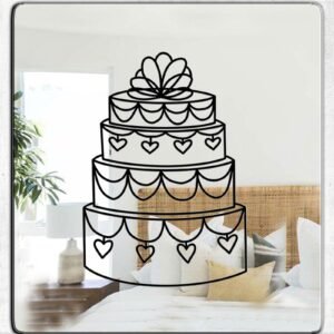 Digital artwork of a wedding cake reflected in a mirror.