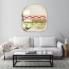 Minimalist burger print on a sleek mirror.