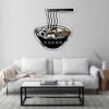 Minimalist black and white illustration of a ramen bowl on a mirror.