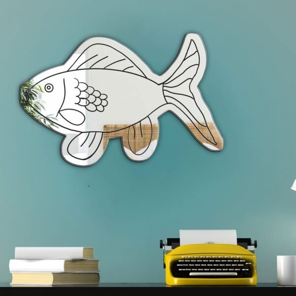 Minimalist fish line drawing on a mirror.