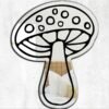 Whimsical doodle mushroom design on a mirror.